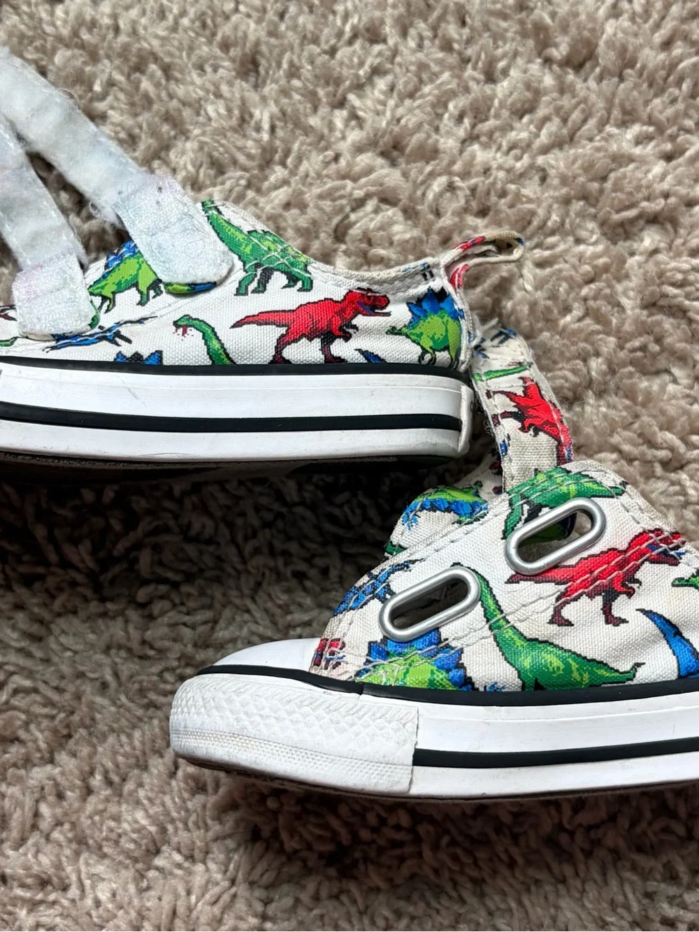 Converse All Star Toddler Size 4 Dinosaur Print Velcro Sneakers